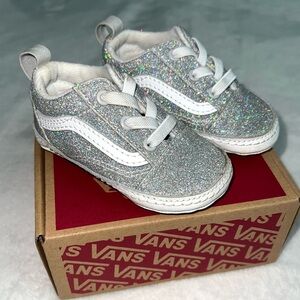 Vans silver glitter crib shoe